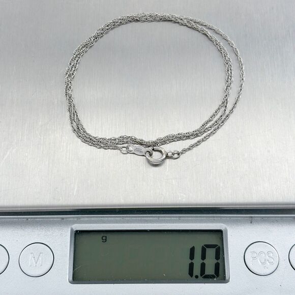 Vintage India d Sterling Silver 925 1.1mm Rope Chain Necklace 18" - Picture 3 of 3